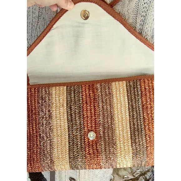 Objectives Brown Stripe Wicker Shoulder Bag - Picture 3 of 8